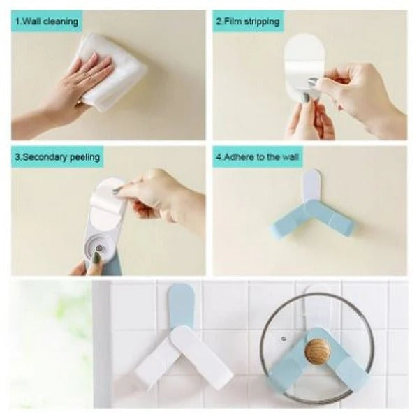 Wall Mounted Pot Lid Holder - Multi-Functional Storage Hook