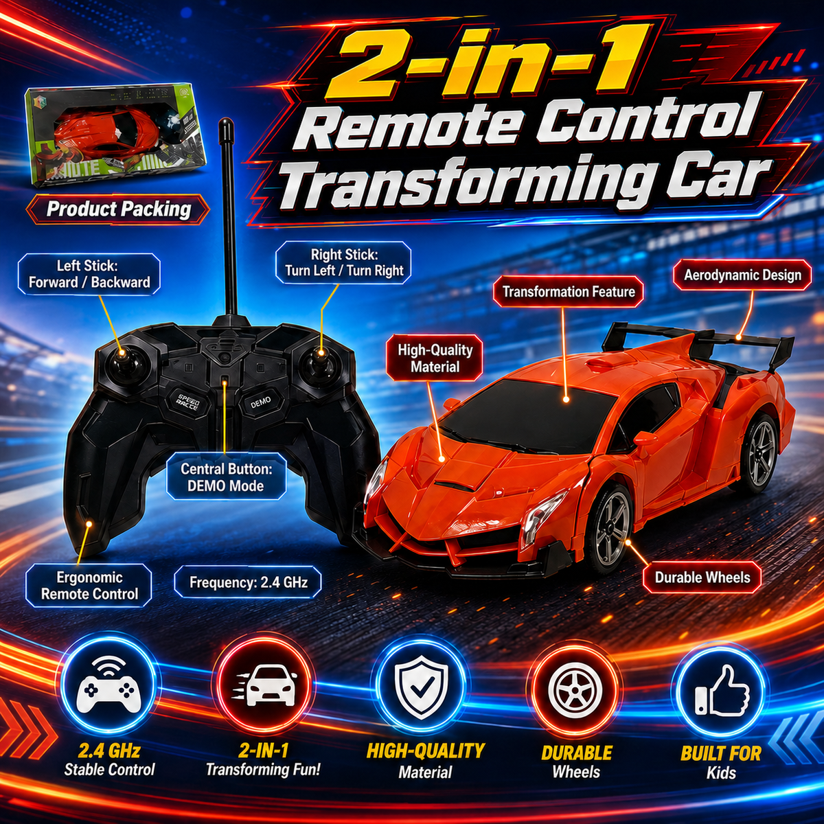 Speed Race: 2-in-1 Remote Control Transforming Car