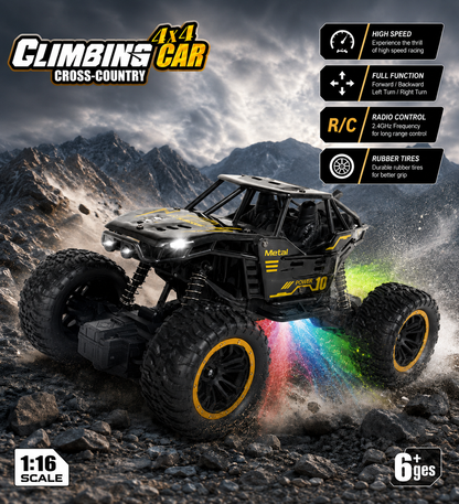 4WD Metal Body 1:18 Scale Off-Road Climbing RC Rock Crawler with Exhaust Spray Effect & Lights