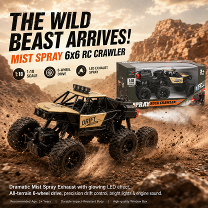 TitanDrift 4WD: 1:18 Scale All-Terrain Spray Rock Crawler 6 wheel