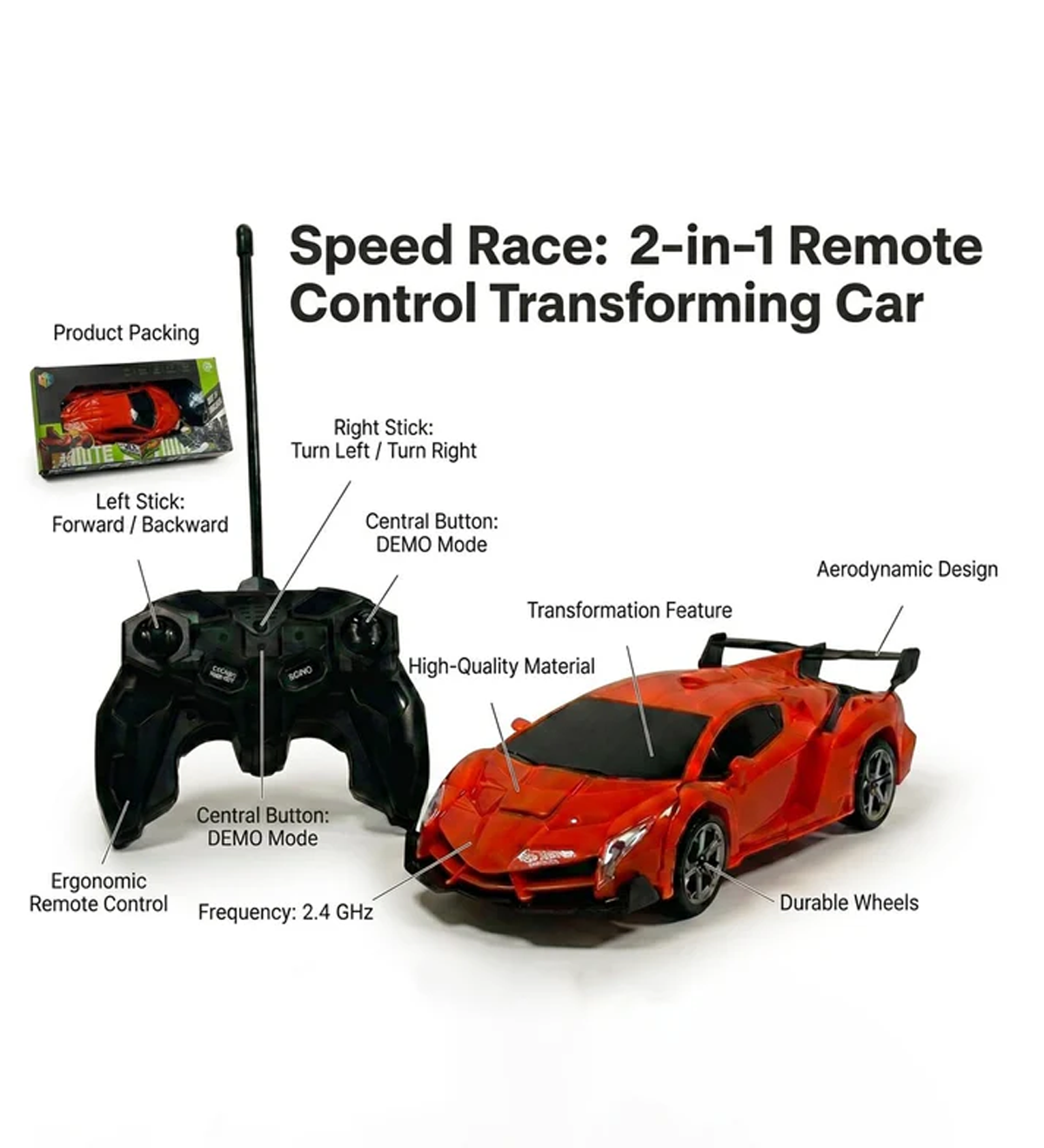 Speed Race: 2-in-1 Remote Control Transforming Car -  Urban Grabs