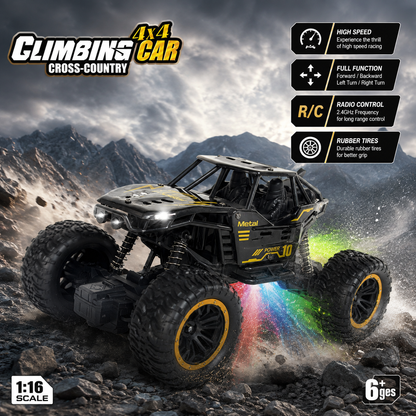 4WD Metal Body 1:18 Scale Off-Road Climbing RC Rock Crawler with Exhaust Spray Effect & Lights