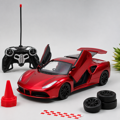 Metallic Red 1:16 Scale Remote Control Sports Car with Butterfly Doors