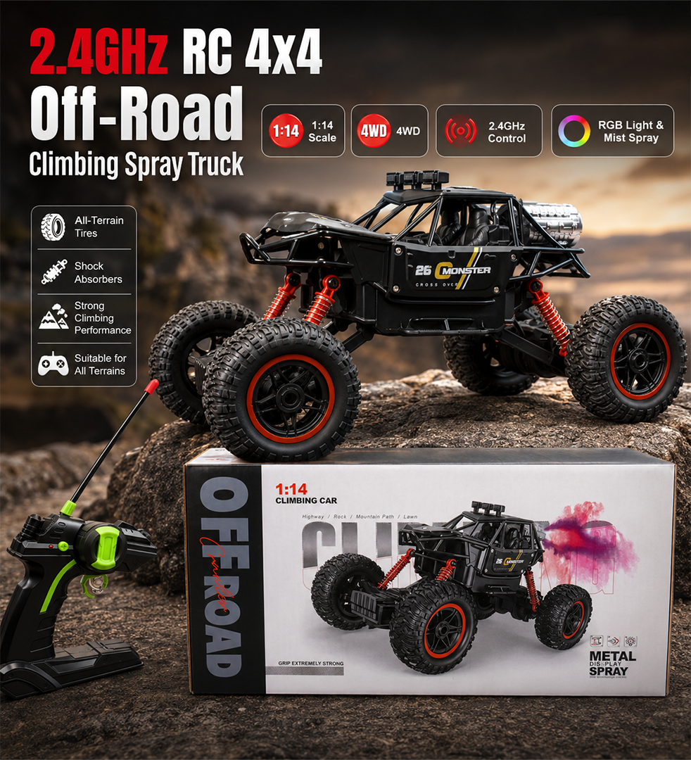 1:14 Scale Metal Body Off-Road RC Rock Crawler Monster Truck (with Pistol Grip Controller)
