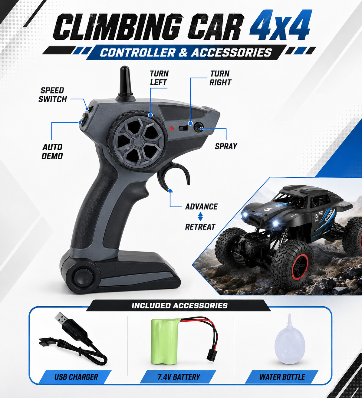 2.4GHz RC 4x4 Off-Road Climbing Spray Truck