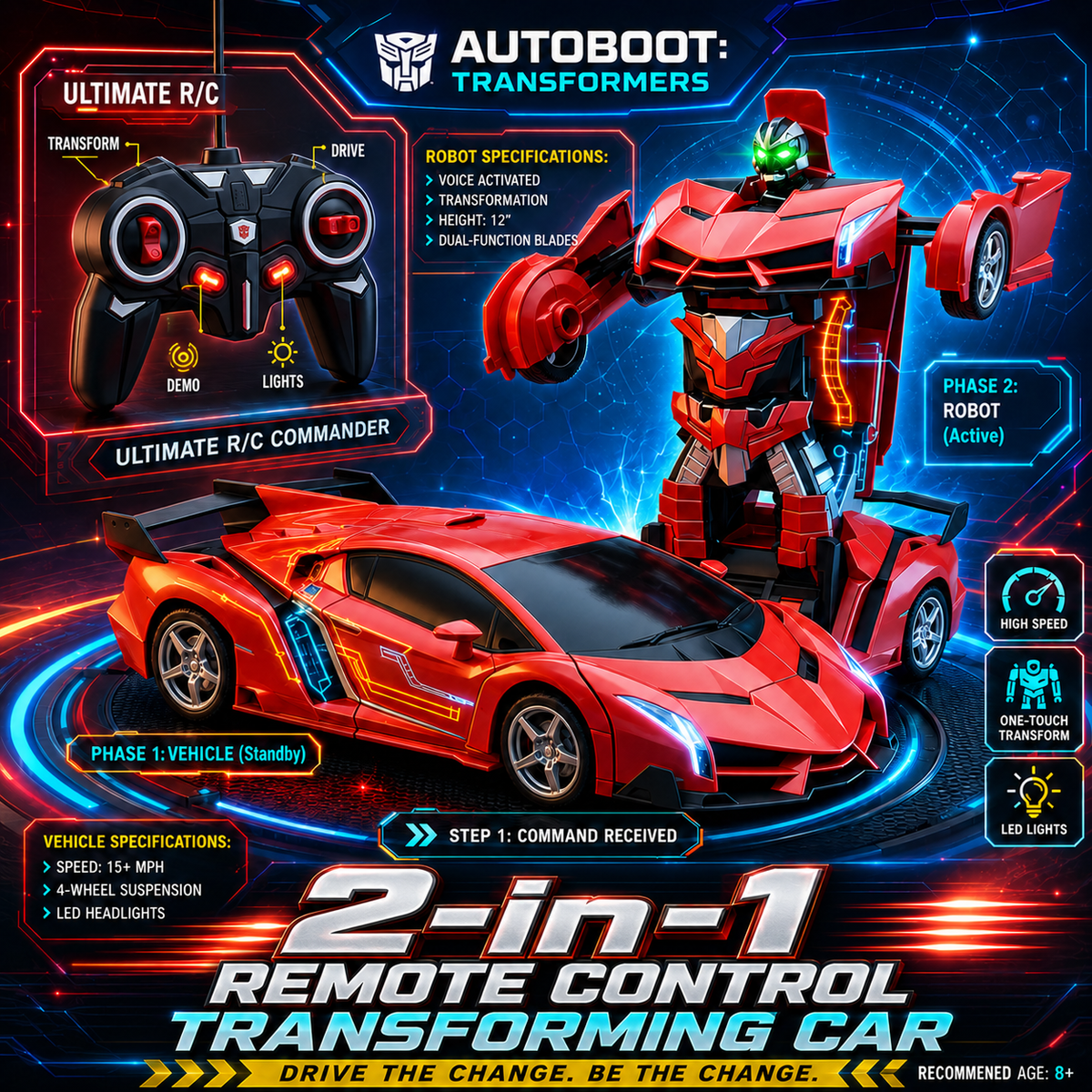 Speed Race: 2-in-1 Remote Control Transforming Car