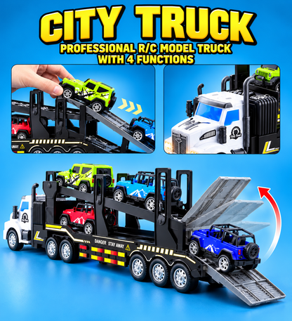 Remote Control Car Carrier Truck with Loading Ramp & Mini Cars
