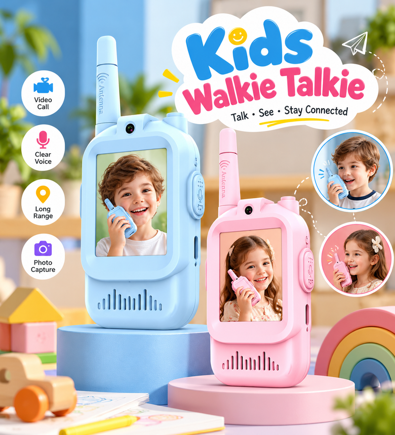 2Pcs Rechargeable Kids Video Walkie Talkie