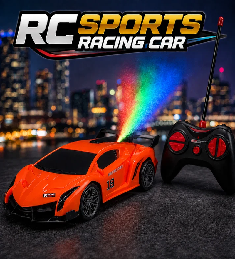 High-Speed 1:14 Scale Orange Sports Car Remote Control Supercar with Exhaust Spray Effect