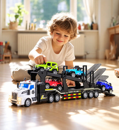 Remote Control Car Carrier Truck with Loading Ramp & Mini Cars