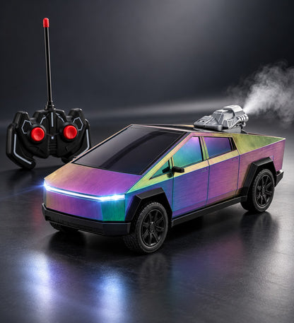 1:16 Scale Remote Control Cybertruck Off-Road Racing Car with Spray Exhaust & Lights