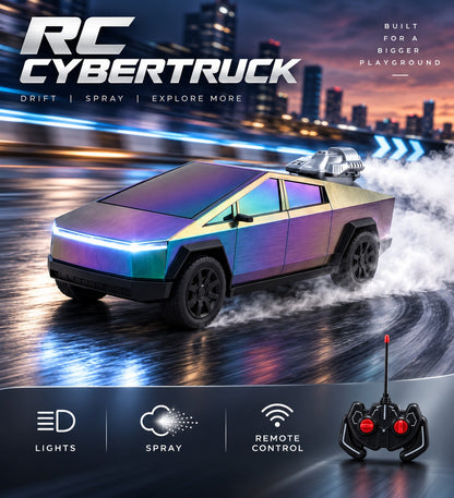 1:16 Scale Remote Control Cybertruck Off-Road Racing Car with Spray Exhaust & Lights