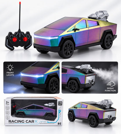 1:16 Scale Remote Control Cybertruck Off-Road Racing Car with Spray Exhaust & Lights