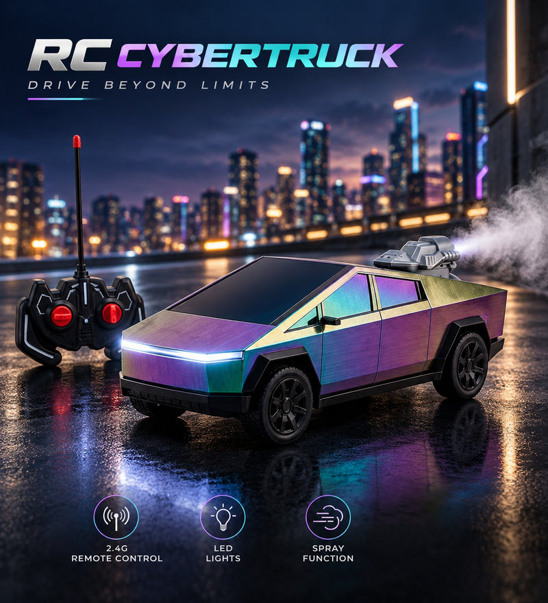 1:16 Scale Remote Control Cybertruck Off-Road Racing Car with Spray Exhaust & Lights