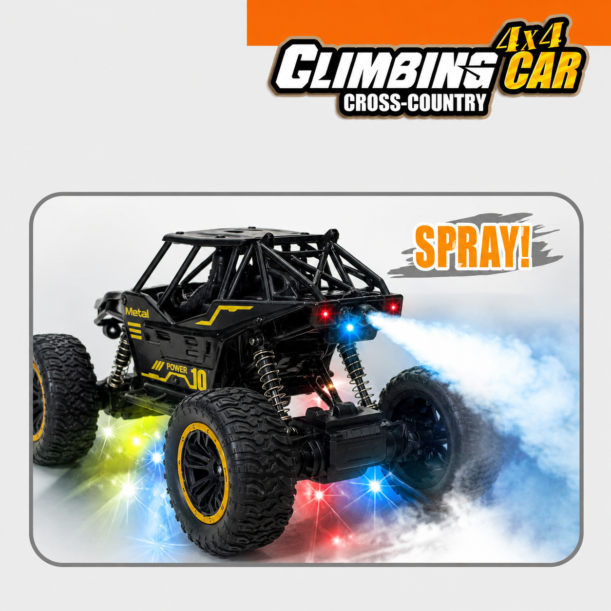 4WD Metal Body 1:18 Scale Off-Road Climbing RC Rock Crawler with Exhaust Spray Effect & Lights