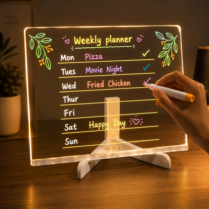 DIY Light-Up LED Acrylic Note Board with Erasable Markers & Patterns