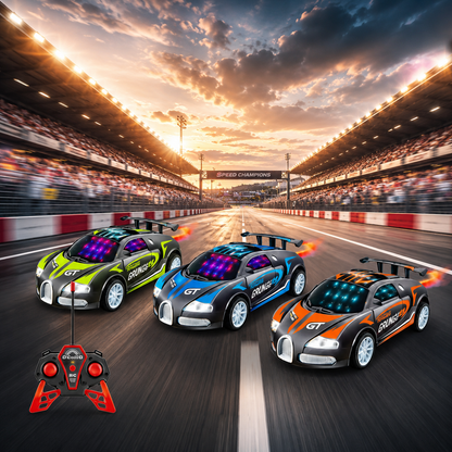 High-Speed 1:18 Scale Spray Runner Remote Control Sports Car with 3D LED Lights & Smoke Effect