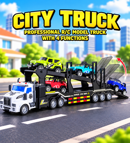 Remote Control Car Carrier Truck with Loading Ramp & Mini Cars