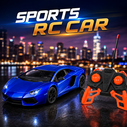 Electric Blue 1:16 Scale Remote Control Supercar with Working Headlights