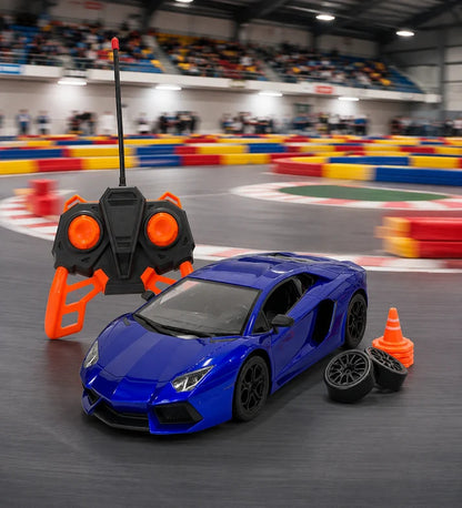 Electric Blue 1:16 Scale Remote Control Supercar with Working Headlights